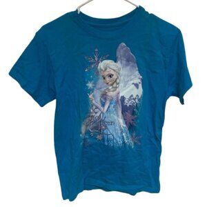 Disney Frozen Elsa Turquoise Kids Short Sleeve Shirt LARGE